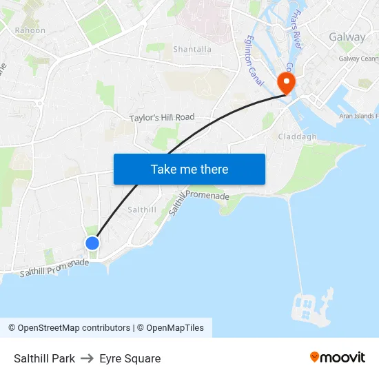 Salthill Park to Eyre Square map