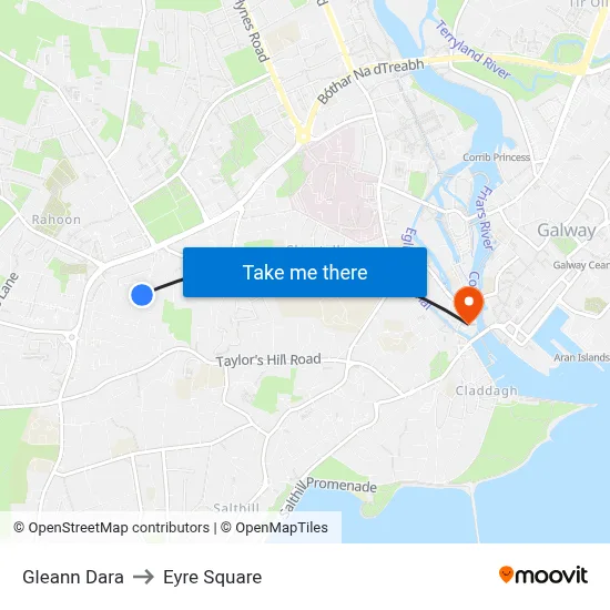 Gleann Dara to Eyre Square map