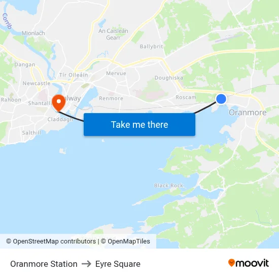 Oranmore Station to Eyre Square map