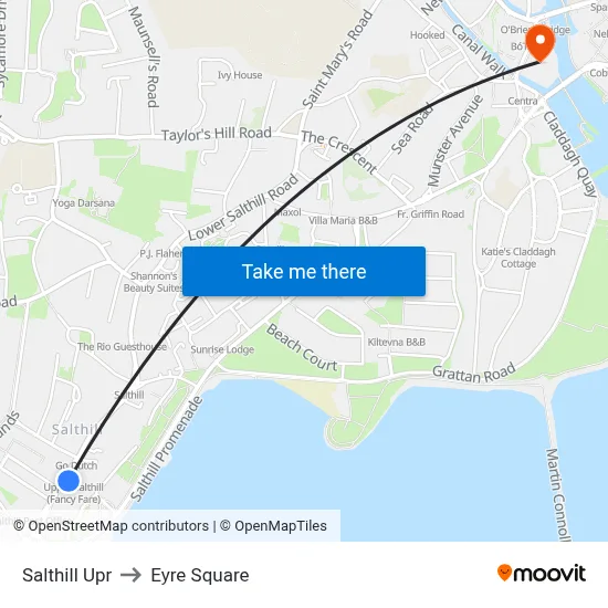 Salthill Upr to Eyre Square map