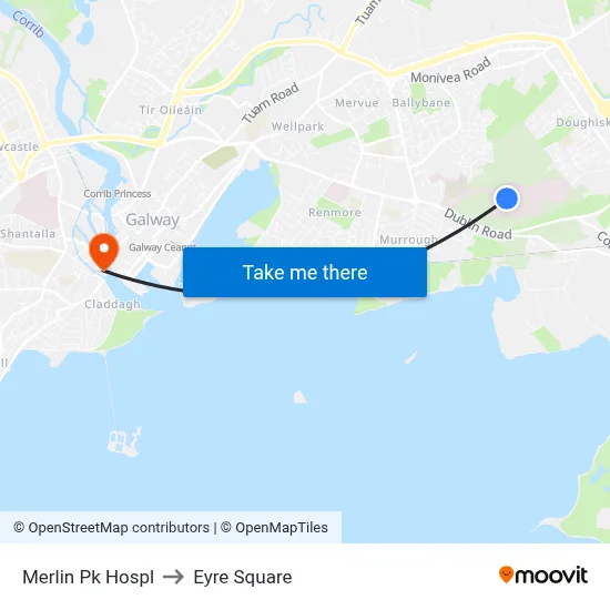 Merlin Pk Hospl to Eyre Square map