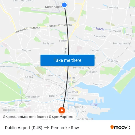 Dublin Airport (DUB) to Pembroke Row map