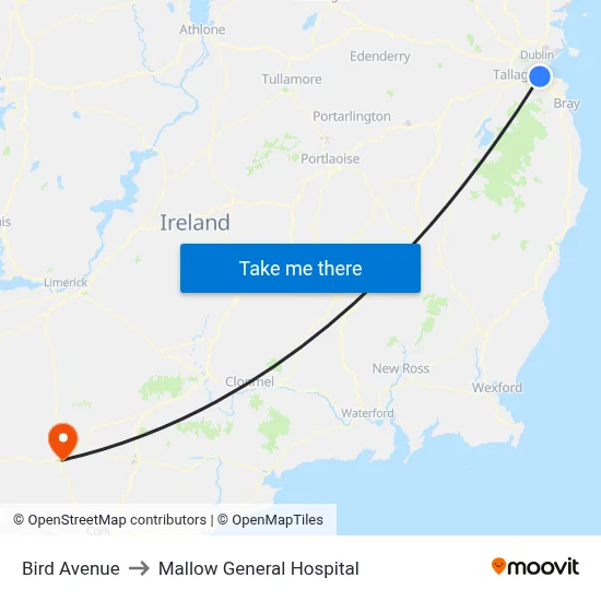 Bird Avenue to Mallow General Hospital map