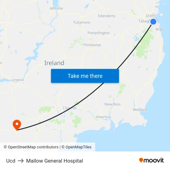 Ucd to Mallow General Hospital map