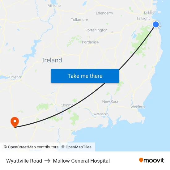 Wyattville Road to Mallow General Hospital map