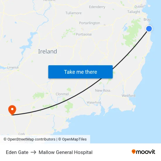 Eden Gate to Mallow General Hospital map