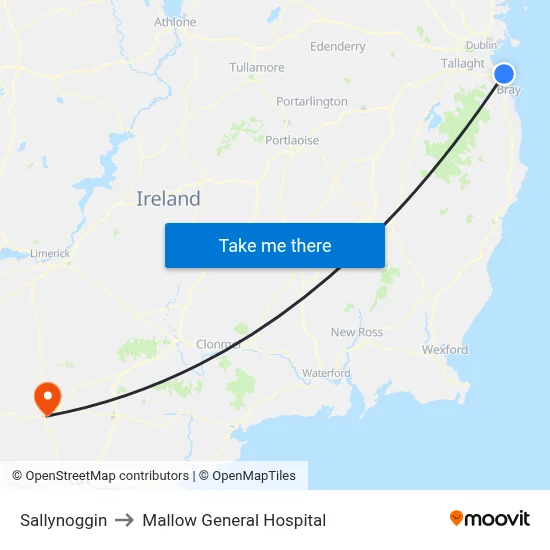 Sallynoggin to Mallow General Hospital map