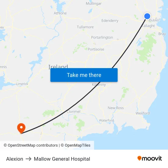Alexion to Mallow General Hospital map