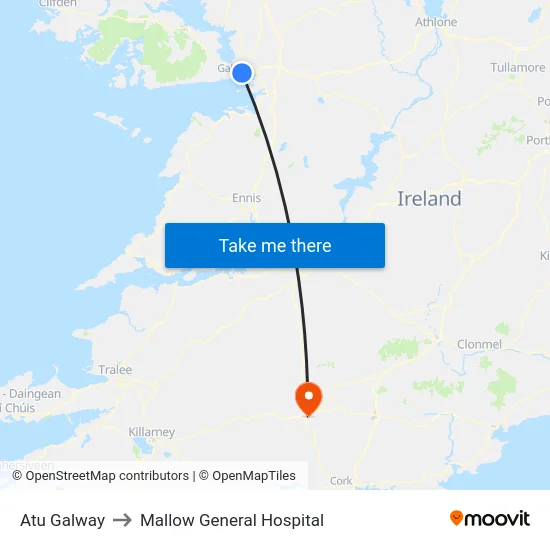 Atu Galway to Mallow General Hospital map