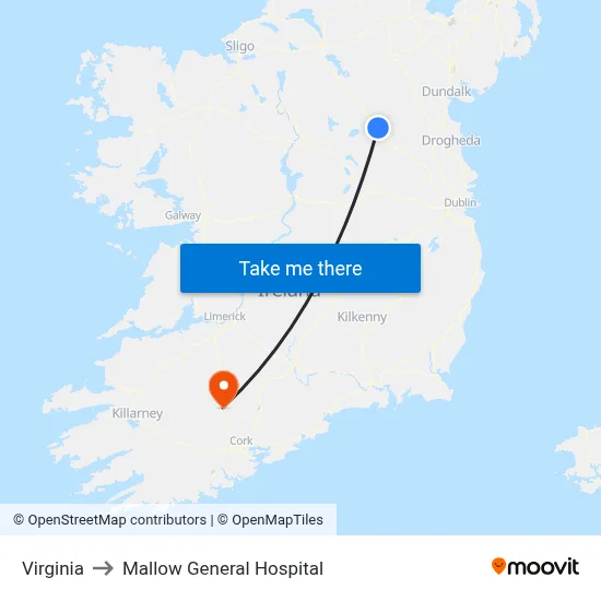 Virginia to Mallow General Hospital map