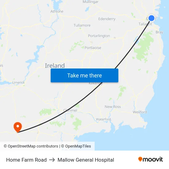 Home Farm Road to Mallow General Hospital map