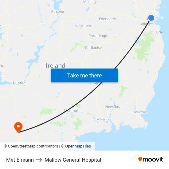 Met Éireann to Mallow General Hospital map