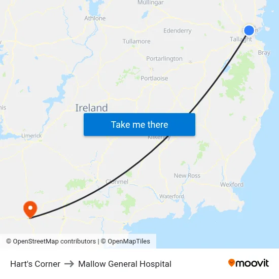 Hart's Corner to Mallow General Hospital map