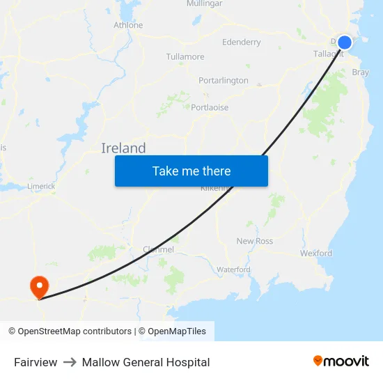 Fairview to Mallow General Hospital map