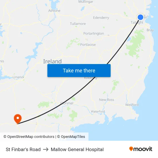 St Finbar's Road to Mallow General Hospital map