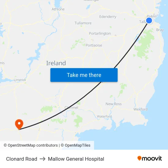 Clonard Road to Mallow General Hospital map