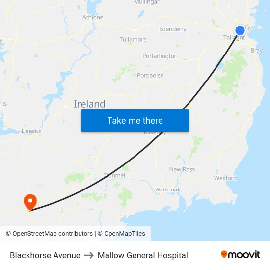 Blackhorse Avenue to Mallow General Hospital map