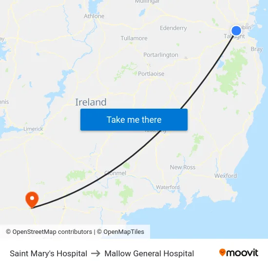 Saint Mary's Hospital to Mallow General Hospital map