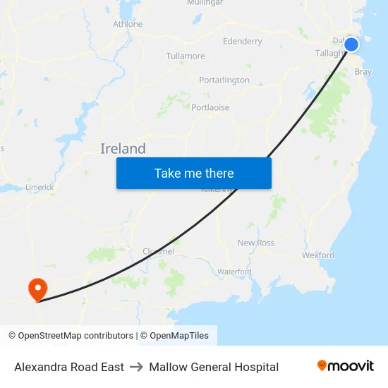 Alexandra Road East to Mallow General Hospital map