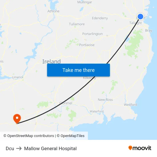 Dcu to Mallow General Hospital map