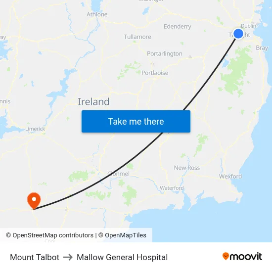 Mount Talbot to Mallow General Hospital map