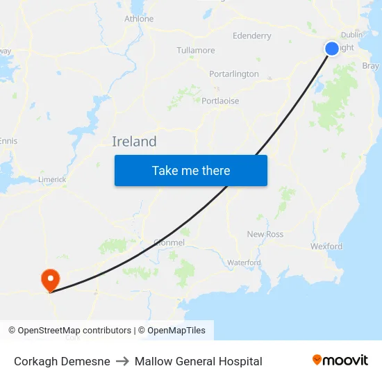 Corkagh Demesne to Mallow General Hospital map