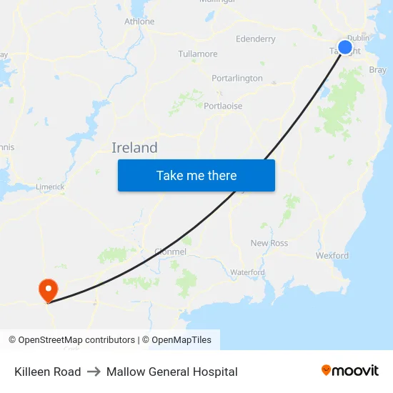 Killeen Road to Mallow General Hospital map