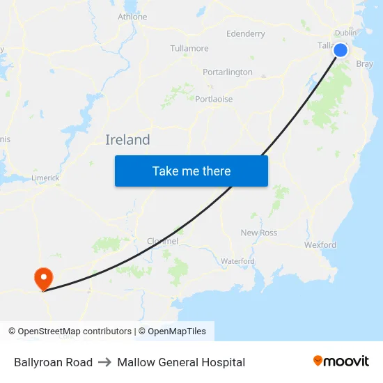 Ballyroan Road to Mallow General Hospital map