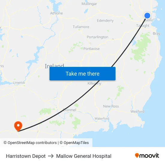 Harristown Depot to Mallow General Hospital map