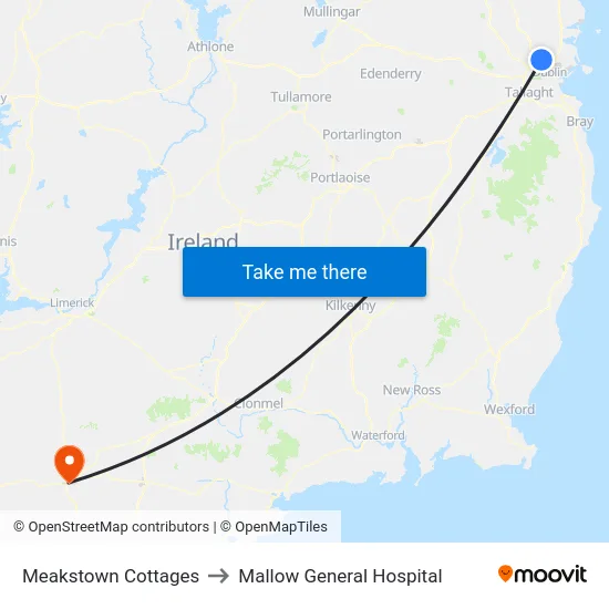 Meakstown Cottages to Mallow General Hospital map
