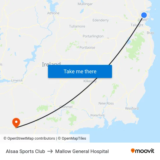 Alsaa Sports Club to Mallow General Hospital map