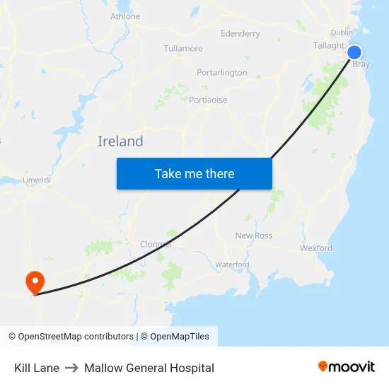 Kill Lane to Mallow General Hospital map