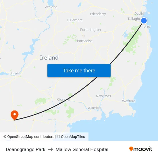 Deansgrange Park to Mallow General Hospital map