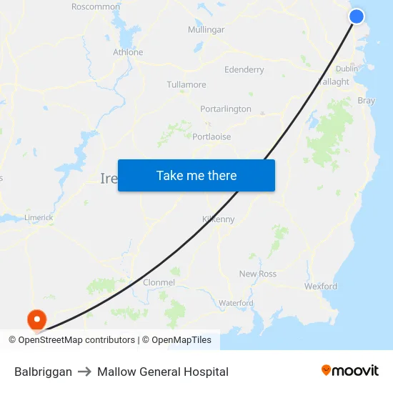 Balbriggan to Mallow General Hospital map