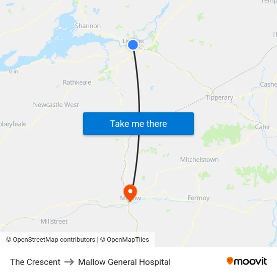 The Crescent to Mallow General Hospital map