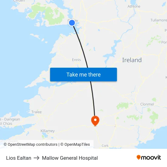 Lios Ealtan to Mallow General Hospital map