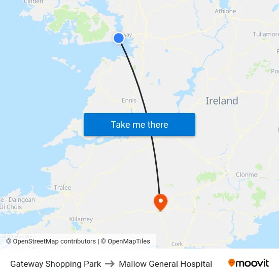 Gateway Shopping Park to Mallow General Hospital map
