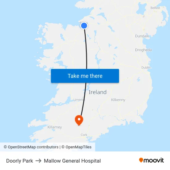 Doorly Park to Mallow General Hospital map