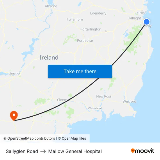 Sallyglen Road to Mallow General Hospital map
