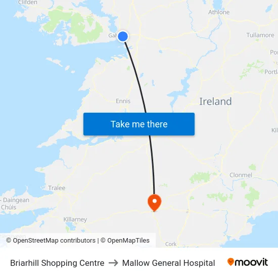 Briarhill Shopping Centre to Mallow General Hospital map