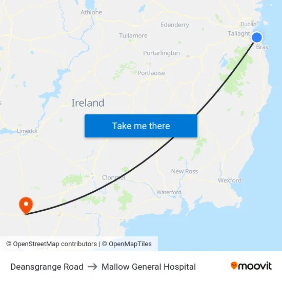 Deansgrange Road to Mallow General Hospital map