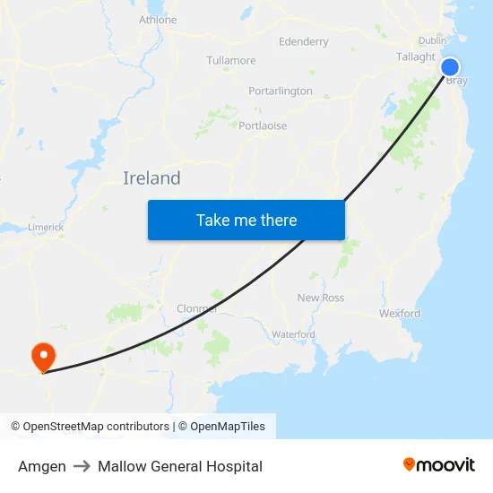 Amgen to Mallow General Hospital map
