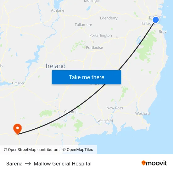 3arena to Mallow General Hospital map