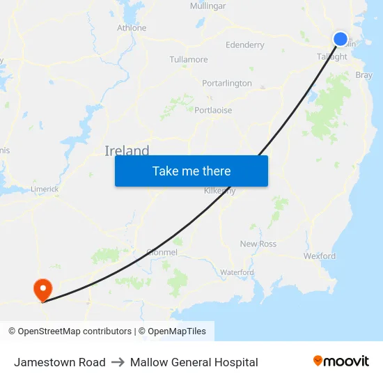 Jamestown Road to Mallow General Hospital map