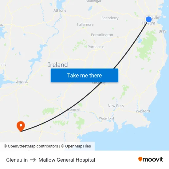 Glenaulin to Mallow General Hospital map
