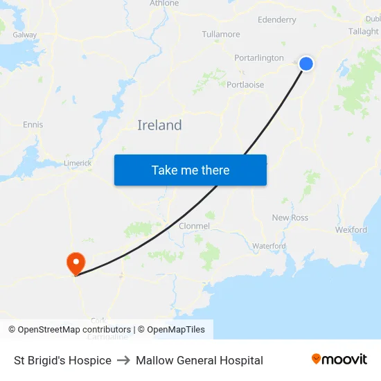 St Brigid's Hospice to Mallow General Hospital map