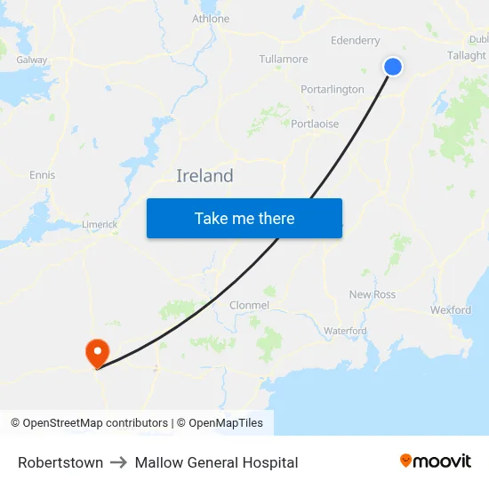 Robertstown to Mallow General Hospital map