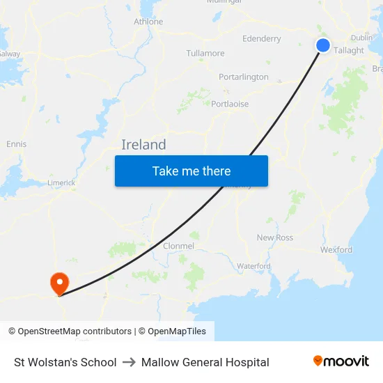 St Wolstan's School to Mallow General Hospital map