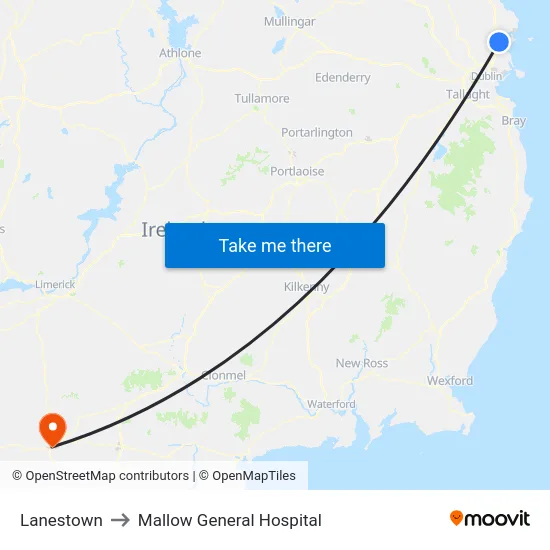 Lanestown to Mallow General Hospital map