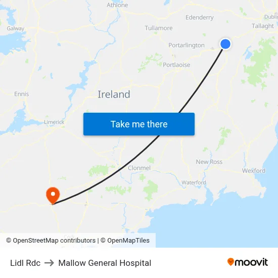 Lidl Rdc to Mallow General Hospital map